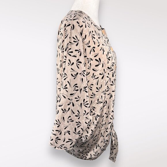 Vintage Lady Carol 3/4 Sleeve Button Shirt Tie Front Petite Large - Picture 6 of 10